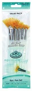 Royal Brush RAQUA-204 Aqualon Fan Golden Taklon Hair Acrylic Plastic Wisp Brush 