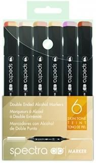 6 Piece Set Skin Tone Colors - Chartpak Spectra AD Marker Set in Plastic Case Tr