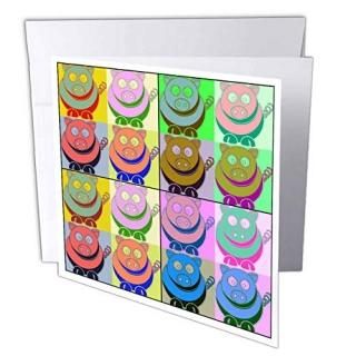 Sandy Mertens Popȥǥ??Cartoon Pig Pop??꡼ƥ󥰥 Set of 12 Greeting Card