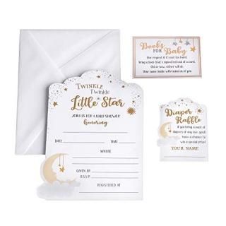 Lillian Rose Twinkle Little Star Theme Baby Shower Invitation Set White