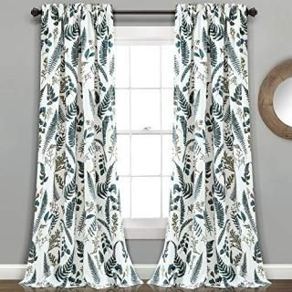 Devonia Allover Room Darkening Window Curtain Panels White/Green 52X84+2 Set