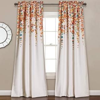 Weeping Flower Room Darkening Window Curtain Panels Turquoise/Tangerine 52X95 Se