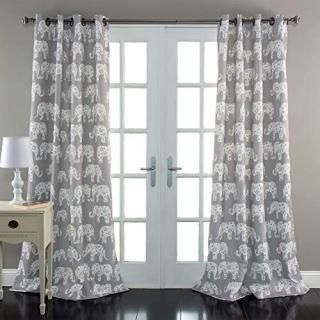Lush Decor Elephant Parade Window Curtain Panel Set of 2 84 x 52 Gray by Lush De