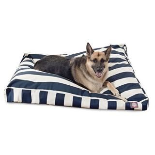 Navy Blue Vertical Stripe Extra Large Rectangle Indoor Outdoor Pet Dog Bed With 
