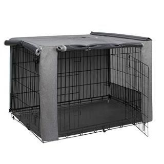 HiCaptain Folding Metal Dog Crate Cover for 42 Inch Wire Pet CageTwo-Tone Gray
