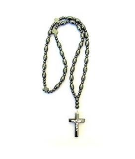Handmade Hematite Stone Christian Orthodox Komboskoini Prayer Rope with the Cruc