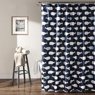 Lush Decor Whale Shower Curtain 72 x 72 Navy