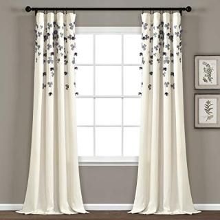 Curtain Purple - Lush Decor Flower Drop Window Curtain Colour Ivory/Purple