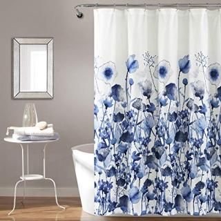 Zuri Flora Shower Curtain Navy Single 72X72