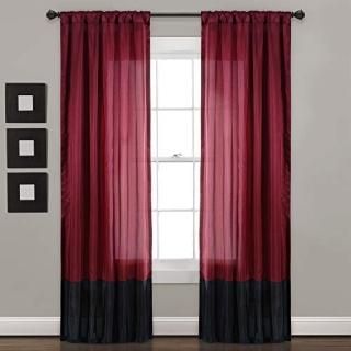 Lush Decor Milione Fiori Curtain Panel Pair 84-Inch by 42-Inch Red/Black