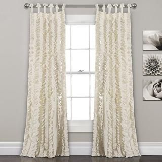 Sophia Ruffle Window Curtain Panels Ivory Set 40x84