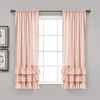 Lush Decor Blush Allison Ruffle Curtains Window Panel Set for Living Dining Room