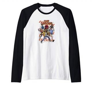 Jurassic World Camp Cretaceous Group Shot Run Raglan Baseball Tee