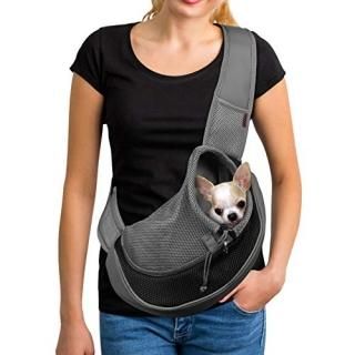 YUDODO Reflective Pet Dog Sling Carrier Breathable Mesh Travel Safe Sling Bag Ca