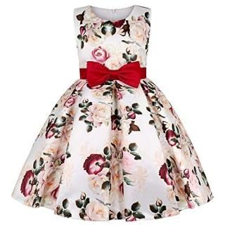 Girls Easter Knee Length Dresses Kids Birthday Party Wedding Floral Frocks Dress
