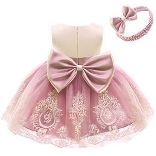 CMMCHAAH Toddler Girl Big Bowknot Dresses Baby Little Girls Tulle Lace Wedding P