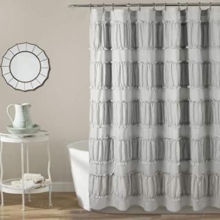 Nova Ruffle Shower Curtain Gray 72X72