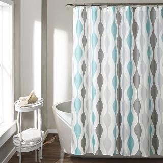 Mid Century Geo Shower Curtain Blue/Gray 72X72