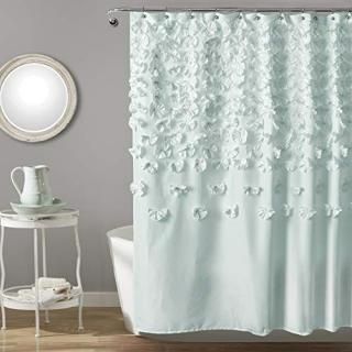 Blue - Lush Decor Lucia Shower Curtain 180cm by 180cm Blue