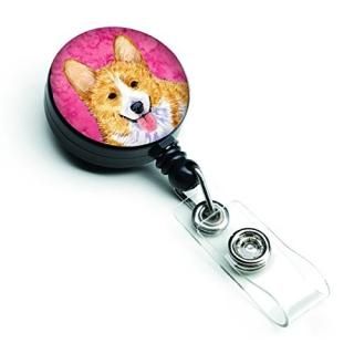 Carolines Treasures SS4762-PK-BR Corgi Retractable Badge Reel Or Id Holder With 