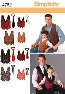 Simplicity Pattern Boy's/Men's Vests and Ties M-L S-XL