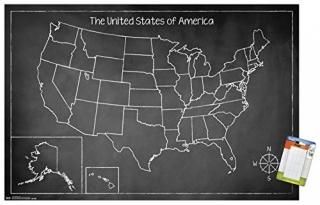 Trends International Chalk Map-USA Mount Wall Poster 22.375 x 34 Premium Poster 