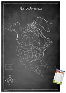 Trends International Chalk Map-North America Mount Wall Poster 22.375 x 34 Premi