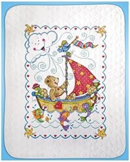 Sail Away Baby Quilt Stamped Cross Stitch Kit- 
