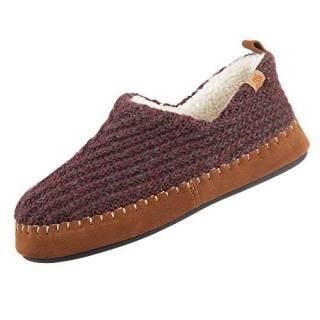Acorn Women's Camden Recycled Moccasin Slippers with Berber lining Garnet Large