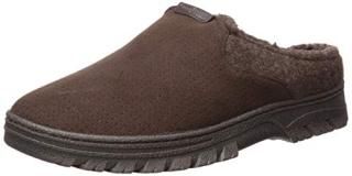 Dearfoams Men's Breathable Perforated Microsuede Clog Slipper Coffee Medium Wide