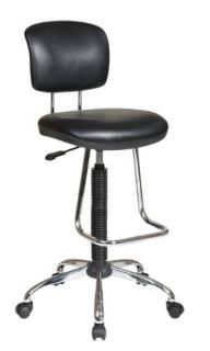 Office Star Pneumatic Drafting Chair with Casters and Chrome Teardrop Footrest V