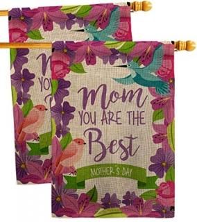 Breeze Decor Mom are Best Burlap House Flag 2 pcs Pack Family Mother's Day Mama 
