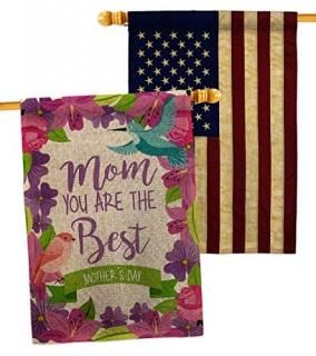 Mom Are Best Burlap House Flag - Pack Family Mother's Day Mama Grandma Love Flow