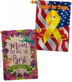 Mom Are Best Burlap House Flag - Pack Family Mother's Day Mama Grandma Love Flow