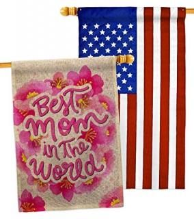 Ornament Collection Best Mom Burlap House Flag Pack Family Mother's Day Mama Gra