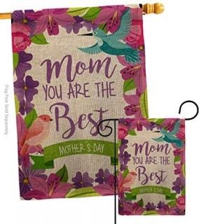 Breeze Decor Mom are Best Burlap Garden House Flag Set Family Mother's Day Mama 