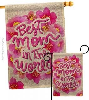 Ornament Collection Best Mom Burlap Garden House Flag Set Family Mother's Day Ma