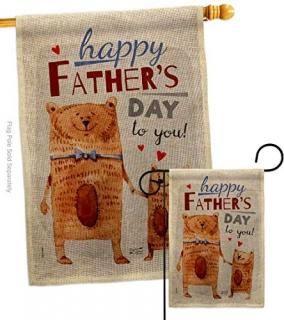 Angeleno Heritage Daddy Bear Burlap Garden House Flag Set Family Father's Day Da
