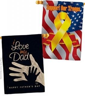 Love My Dad Burlap House Flag - Pack Family Father's Day Daddy Papa Grandpa Best