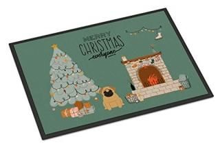 Caroline's Treasures Brown Pug Christmas Everyone Indoor or Outdoor Mat 24x36 do
