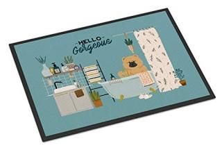 Caroline's Treasures Cream Chow in Bathtub Indoor or Outdoor Mat 24x36 doormats 