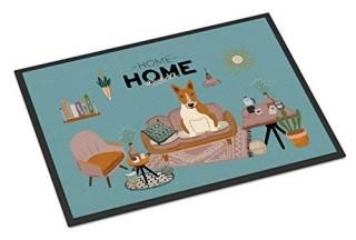 Caroline's Treasures Red White Bull Terrier Sweet Home Indoor or Outdoor Mat 24x