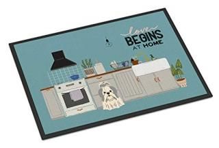 Caroline's Treasures Silver White Shih Tzu Kitchen Scene Indoor or Outdoor Mat 2