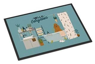 Caroline's Treasures Red Cocker Spaniel in Bathtub Indoor or Outdoor Mat 24x36 d