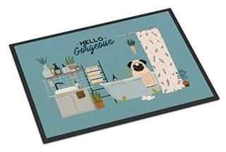 Caroline's Treasures Fawn Pug in Bathtub Indoor or Outdoor Mat 24x36 doormats Mu