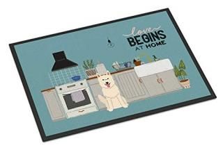 Caroline's Treasures White German Shepherd Kitchen Scene Indoor or Outdoor Mat 2