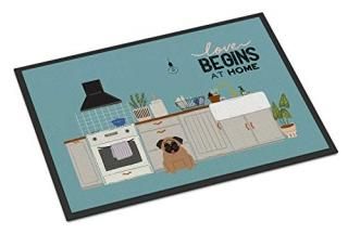 Caroline's Treasures Brown Pug Kitchen Scene Indoor or Outdoor Mat 24x36 doormat