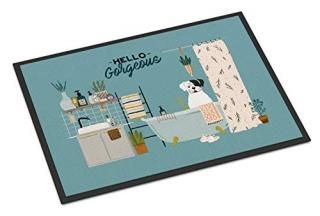 Caroline's Treasures White Boxer in Bathtub Indoor or Outdoor Mat 24x36 doormats