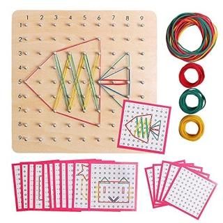 Wooden Geoboard Mathematical Manipulative Matrix 9x9 Material Array Block Geo Bo
