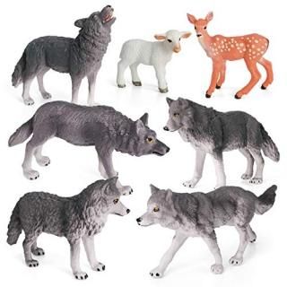 Wolf Toys Figures Animal Toys VOLNAU 7PCS Wolf Figurines Zoo Pack for Toddlers K